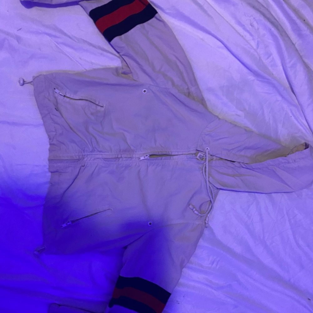 white crop top zip up